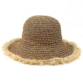 thumbnail image 1 of Sombrero de paja JM MX-0135715FYD para mujer ala ancha ondulada protección solar, 1 of 5