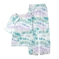 thumbnail image 1 of Chemises à Manches Courtes pour Femmes Mode Dames Imprimé Floral Manches Courtes Coton Lin Ensemble Haut et Pantalon Décontractés Manches Courtes pour Femmes, 1 of 4