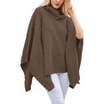 thumbnail image 1 of Qetyuw Chandail Col Roulé pour Femmes Grande Taille Manches Chauve-Souris Asymétrique Poncho Chandail, 1 of 8