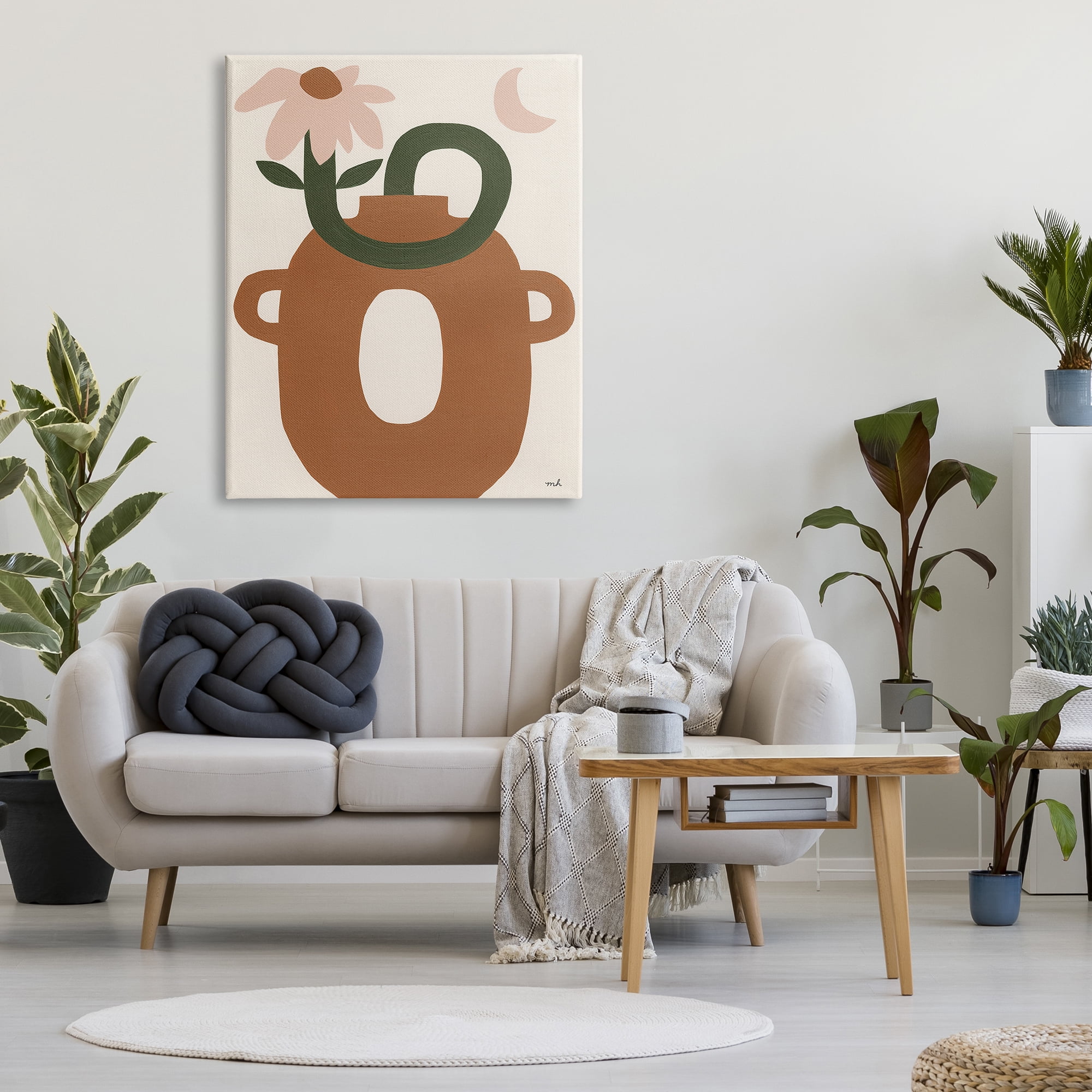 Stupell Industries Modern Boho Plant Vase Abstract Painting Gallery Wrapped Canvas Art Print Wall Art, 36 x 48