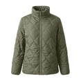 thumbnail image 7 of hoksml Women’s Stand‑Collar Diamond Quilted Jacket, Zip‑Up Lightweight Outer Coat, 7 of 7