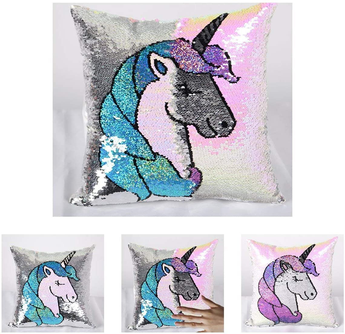 40cm Sequin Cushion Unicorn Mermaid Pillow Reversible Sequin Pillow Magical Gift 