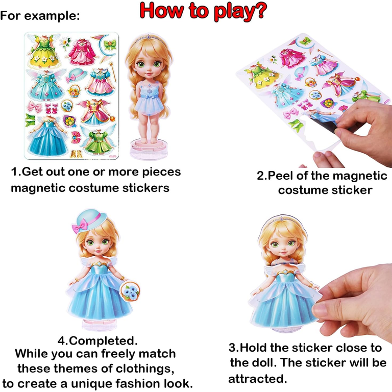 Jacone Magnetic Dress up Dolls - Girls Fun Mix and Match Play