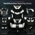 thumbnail image 4 of Ergonomic Gaming Chair, Brochao Gaming Chair with Speaker & LED Lights, Computer Racing Chair for Adults, PU Leather Office Chair with Footrest Lumbar Support Headrest, White with Light, 4 of 9