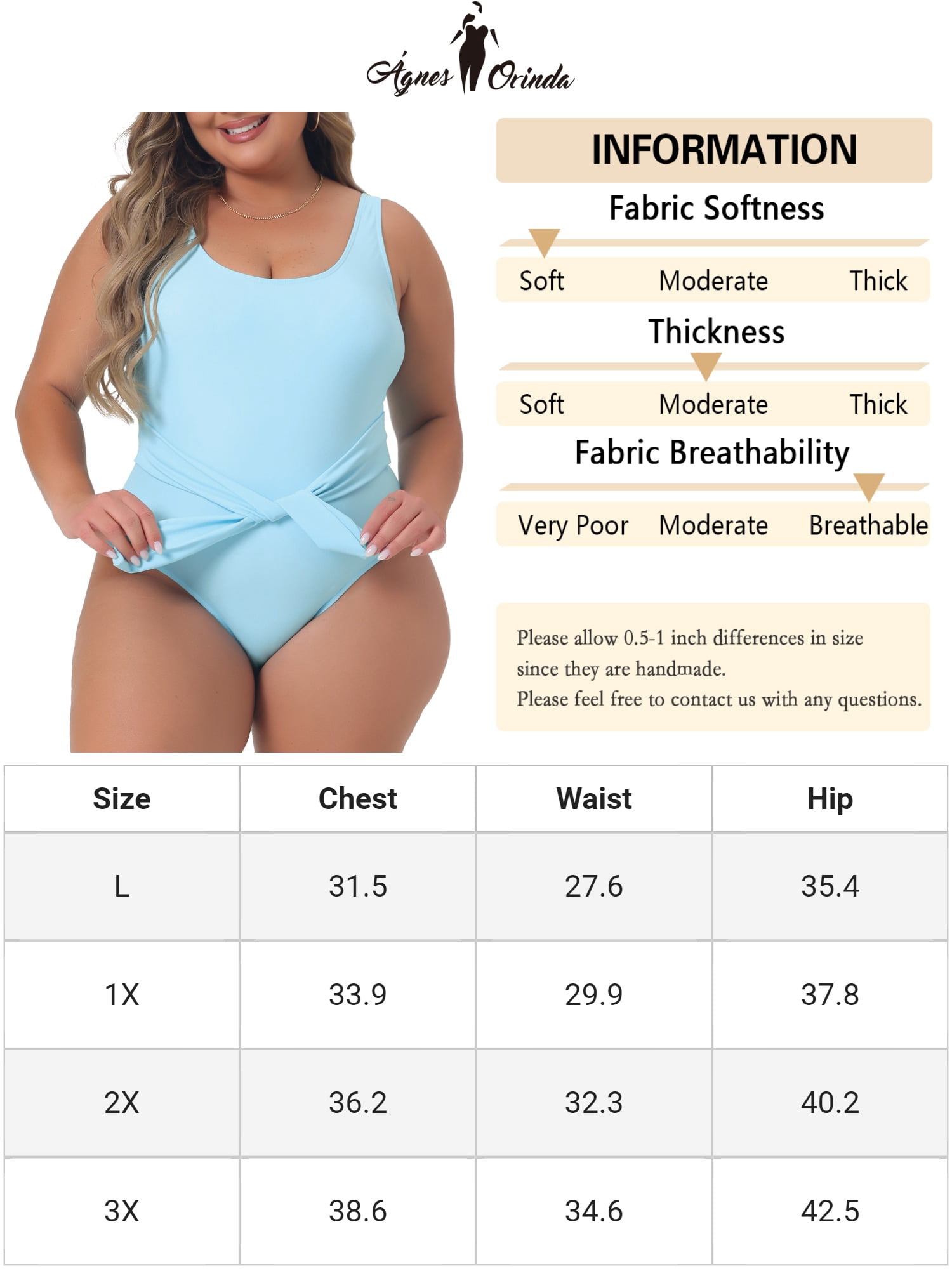 DARING DIVA Women's Plus Bikini Swimwear Flattering Bathing Suits 1X Blue