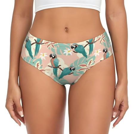 Womens Underwear - Cute Macaw Monstera Flower No Show Seamless Underwear for Women  Soft Comfort Stretch Women s Panties  Hipster Ladies Panties Bikini Underwear Briefs