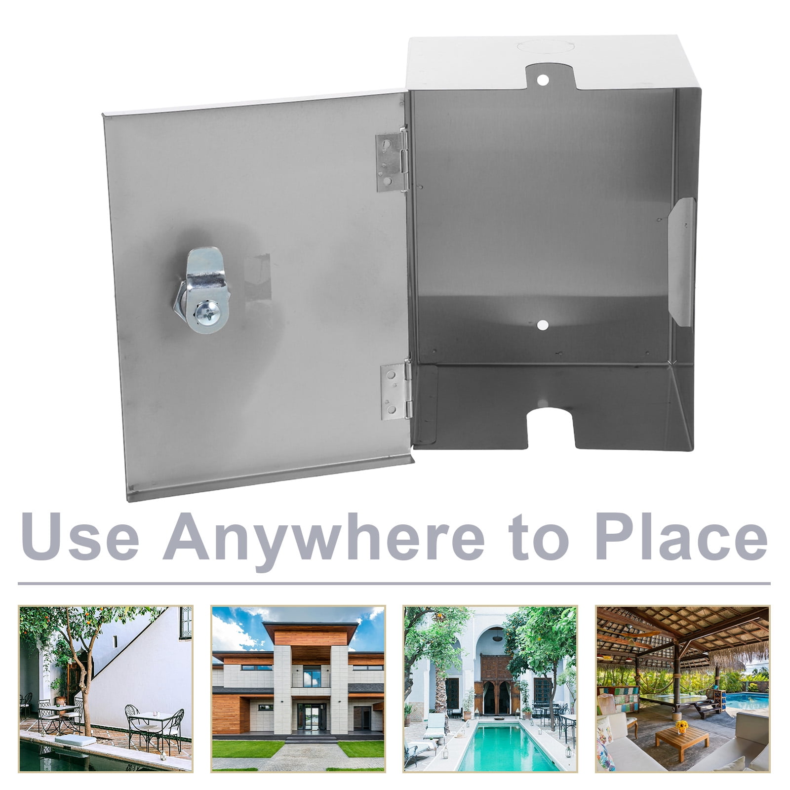 OFFIGAM Weatherproof Stainless Steel Outdoor Socket Box with Lock, Anti-Theft for Electrical Outlets