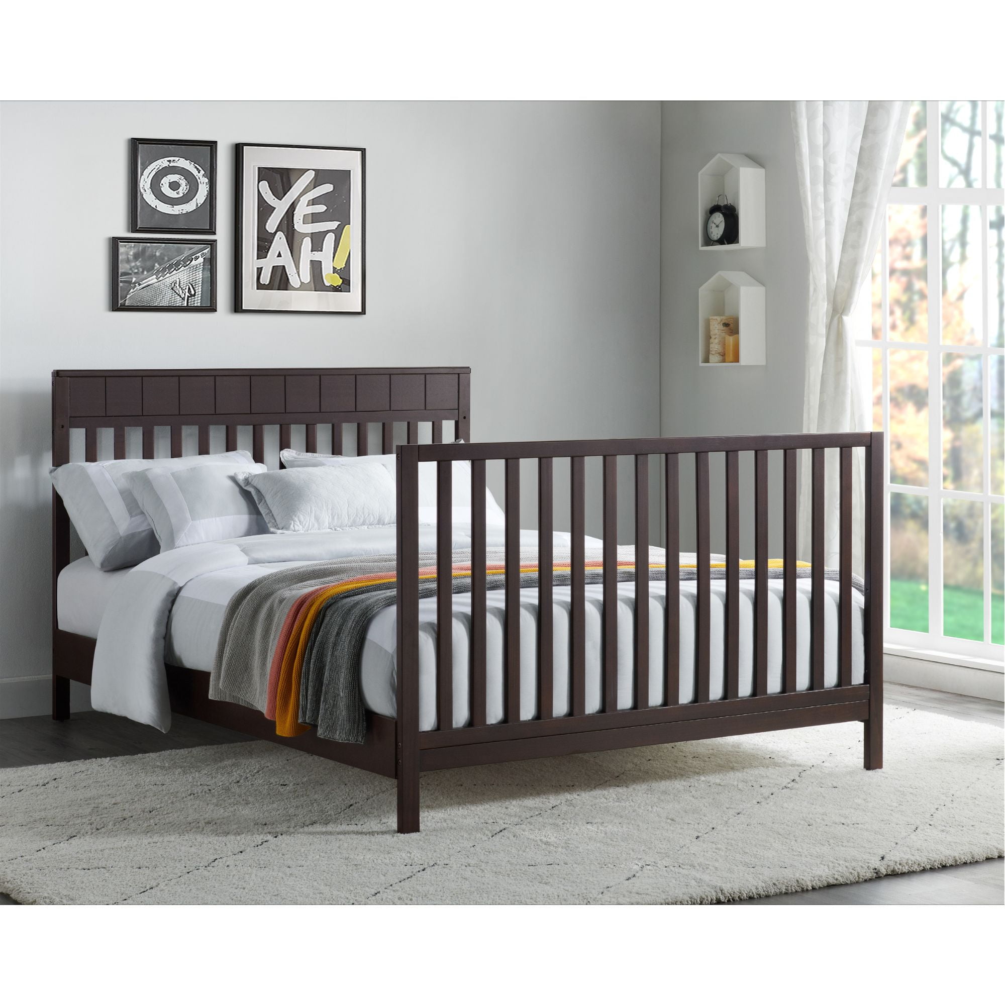 Oxford Baby Logan 4-in-1 Convertible Crib, Espresso Brown, GREENGUARD Gold Certified, Wooden Crib