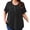 ZB1-Black, variant on Women's Plus Size Pleated Tunic Top, Green 3X Short Sleeve Scoop Neck Shirt with Decorative Buttons, Casual Loose Fit Summer Blouse