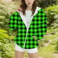 thumbnail image 3 of Ugoldhm Girls Plaid Hoodies Zip Up Loose Fit Sweatshirts Fall Coat Casual Jacket Sizes 4-15 Years, 3 of 5