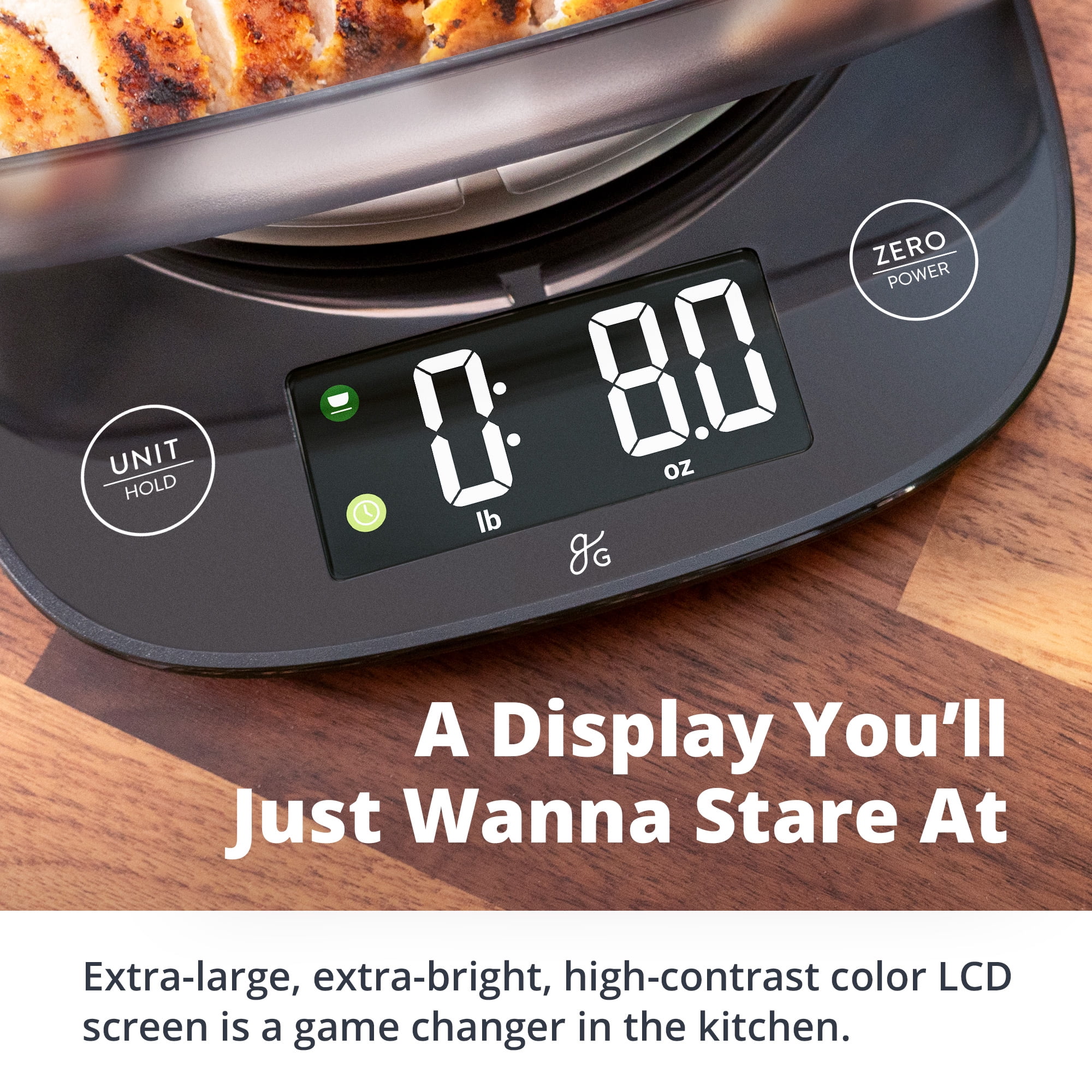 Greater Goods Digital Food Scale with Bowl, Precise Single-Sensor Kitchen Scale for Meal Prep and Baking, 11 lb Capacity