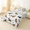thumbnail image 2 of Manfei Kawaii Dachshund Twin Comforter Sets, Cartoon Leaf Plant Bedding Set, White, Gray Reversible, 2pcs, 1 Comforter and 1 Pillowcase, 2 of 7