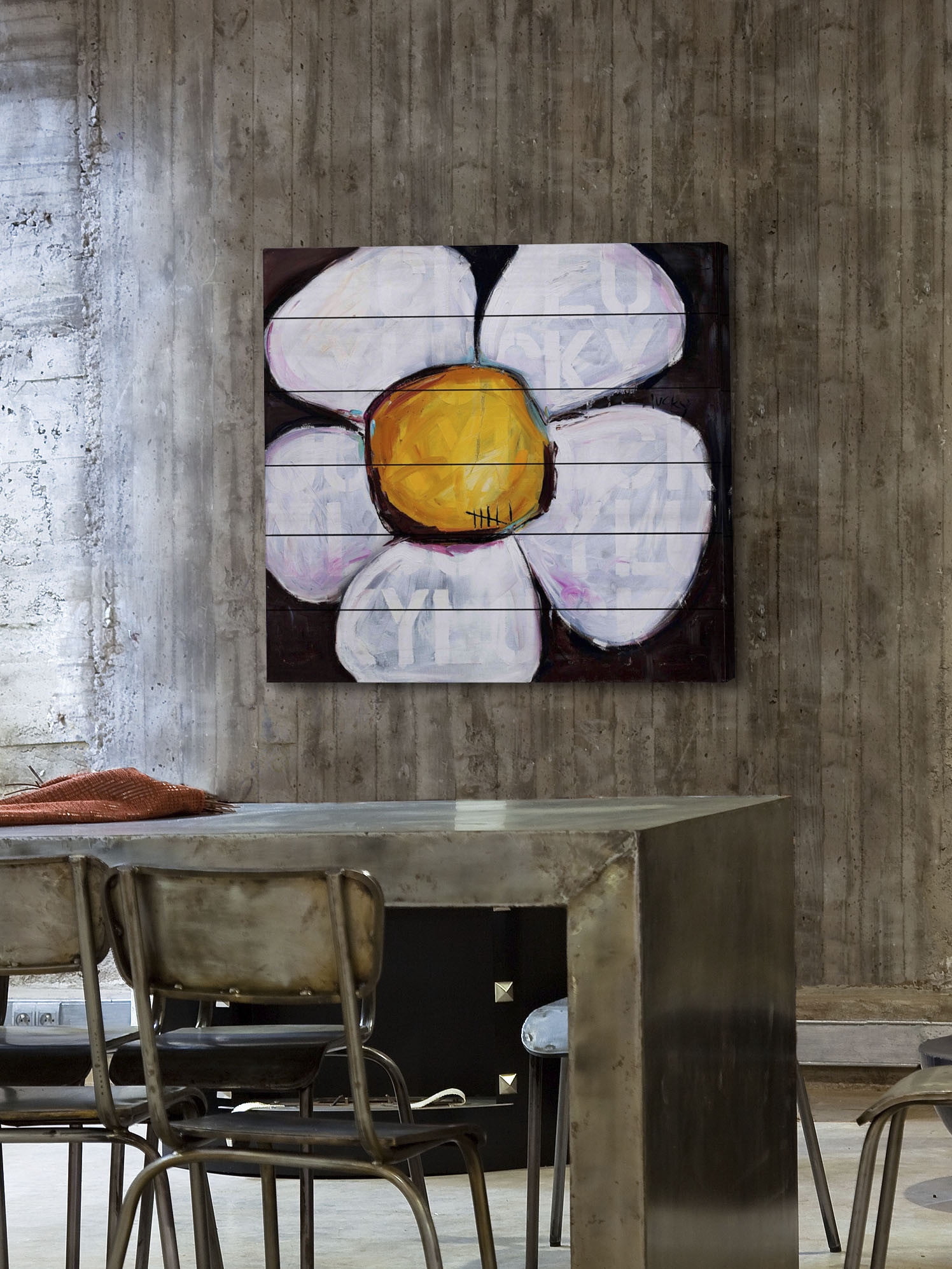 Marmont Hill "Lucky Daisy" by Tori Campisi Painting Print on White Wood