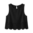 thumbnail image 4 of NTACZA Crew Neck Summer Tops for Women Casual Eyelet Scalloped Hem Tank Tops Solid Sleeveless Vacation Keyhole Back Relaxed Size L, 4 of 6
