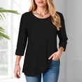 thumbnail image 7 of Godom Blouses for Women Dressy Casual 3/4 Length Sleeve Womens Tops Solid Color Tshirt, 7 of 7