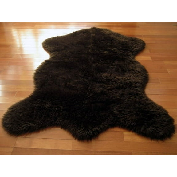 Faux Fur Area Rug Luxuriously Soft and Eco Friendly Bear Pelt 5' X 7' Brown Made in France