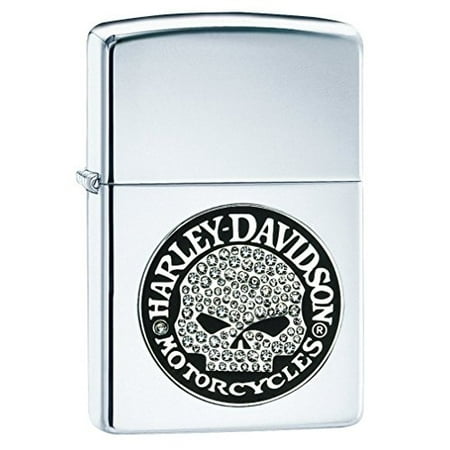 Zippo Harley Davidson Bling Skull High Polish Pocket Lighter,
