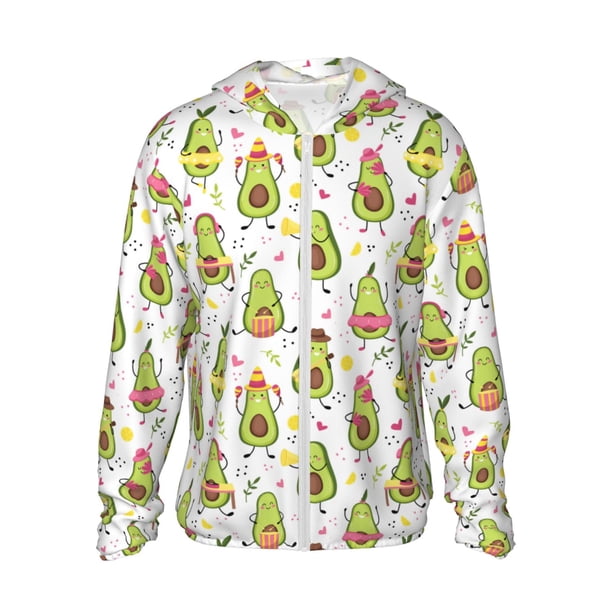 Balery Avocado Playing Music Sudadera ligera de manga larga con capucha y protección solar UPF 50+ para hombre y mujer, ideal para pesca y running-Small