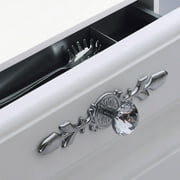 2pcs Crystal Cabinet Knobs Drawer Dresser Handles Diamond Glass Pulls with Screws, (Small, Silver)