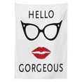 thumbnail image 3 of Ambesonne Hello Gorgeous Tablecloth Rectangular Table Cover, Red Lipstick, 60"x84", Black White and Ruby, 3 of 4