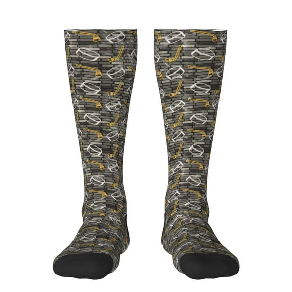 Gaeub Hockey1 Print Design Socks Stretchy High Tube Socks for Men Women Teens , Softball Soccer Socks for Hiking, Sport