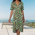 thumbnail image 6 of vigerkar Women's 2025 Summer Bohemian Floral Printed V Neck Beach Party Flowy Ruffle Midi Dress Dark Green, XL, 6 of 6