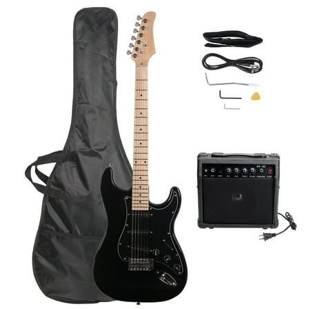 Electric Guitar with Black Pickguard Black