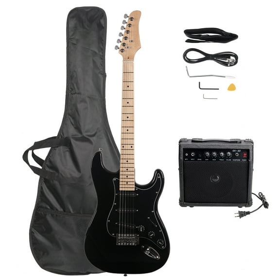 Electric Guitar with Black Pickguard Black