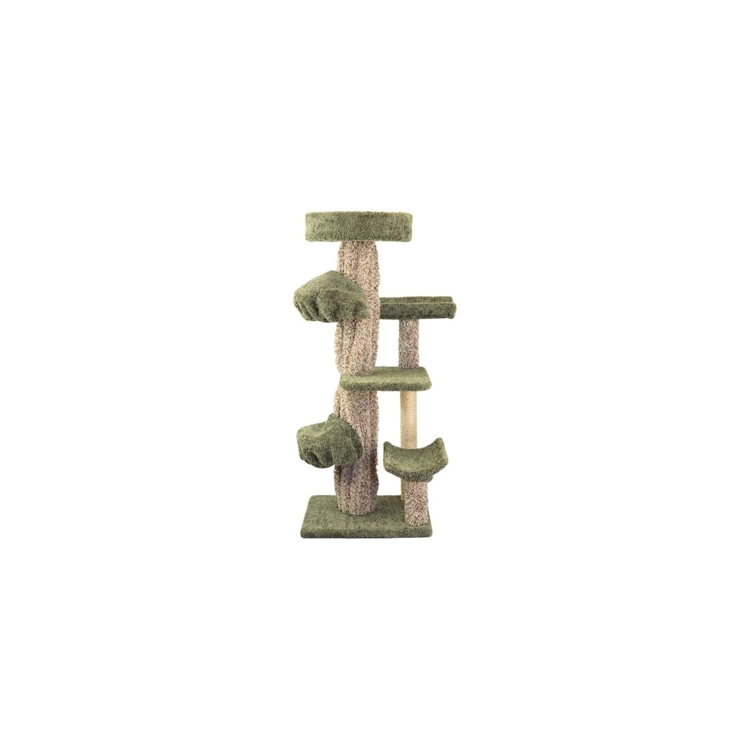 Maykoosh Natural Beauty Multiple Perch Cat Tree, Cat Tree with Scratch Post for All Cat Breeds, Indoor Cat Gym with Perches, Sturdy Wood Construction with Carpet Upholstery-Color:Green,Size:Round