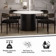 thumbnail image 3 of Luxury Faux Marble Top Column Base Dining Table Round Metal Frame in White for Kitchen Seats of 4, 3 of 6