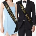 thumbnail image 1 of Fajas ""Prom King"" Y ""Prom Queen"" - Accesorios Para Fiesta De Graduación, Fiesta Escolar, Color Negro Con Estampado Dorado, 1 of 5