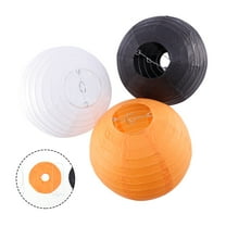 IFANLANDOR 9Pcs Round Black White Orange Paper Lantern for Wedding Decor Folding 6 8 10 Inch
