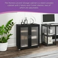 thumbnail image 5 of Kings Brand Furniture Wood Curio Accent Cabinet with 2 Frosted Glass Doors, 3 Inner Shelves, Black, 5 of 7