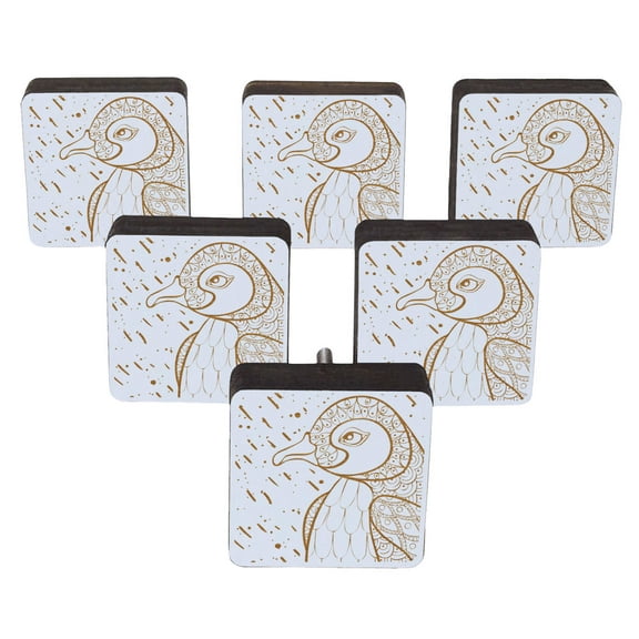 IBA Indianbeautifulart White Engraved Knobs Wooden Cupboard Door Knobs Pull Handle Pack of 10