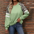 thumbnail image 2 of Fiaer Leopard Crew Neck Sweatshirts Women Plus Size Long Sleeve Pullover Warm Fashion Loose Fit Fall Comfort Tops Mint Green L, 2 of 9