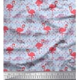 thumbnail image 1 of Soimoi Cotton Cambric Fabric Dots & Flamingo Bird Print Fabric by The Yard 56 Inch Wide, 1 of 3