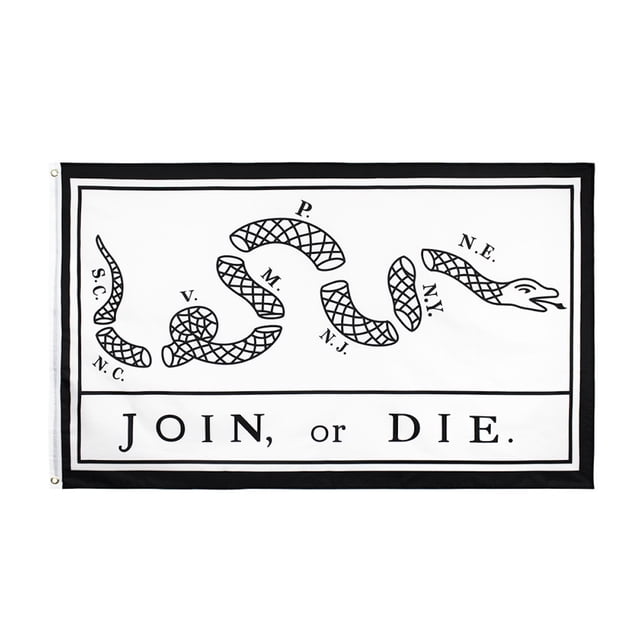 Tapestry Joins Or Dies, diseño de bandera con forma de serpiente rota, 150 x 90 cm