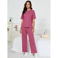 thumbnail image 7 of Chiclily Women's Loungewear Sets 2 Piece Pajama Sets Matching Outfits T-shirt Long Pants Lounge Set Sweatsuits, Purple Red Medium, 7 of 7