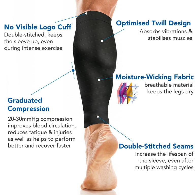 Calf Compression Sleeves for Men & Women - Shin Splint and Calf Support  Brace - Compression Calf Guards - Leg Sleeves for Torn Muscle Cramps (S/M)  