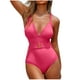 thumbnail image 2 of Trajes de baño de una pieza para mujer, traje de baño de bikini con tirantes y espalda descubierta de color liso para mujer, 2 of 5