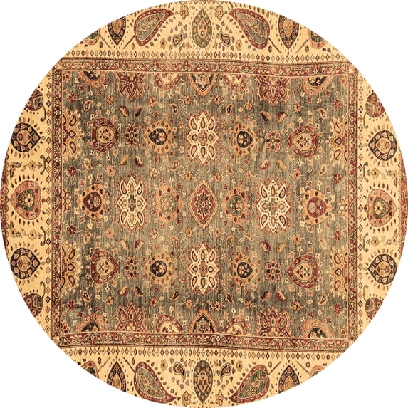 Ahgly Company Indoor Round Oriental Brown Traditional Area Rugs, 4' Round