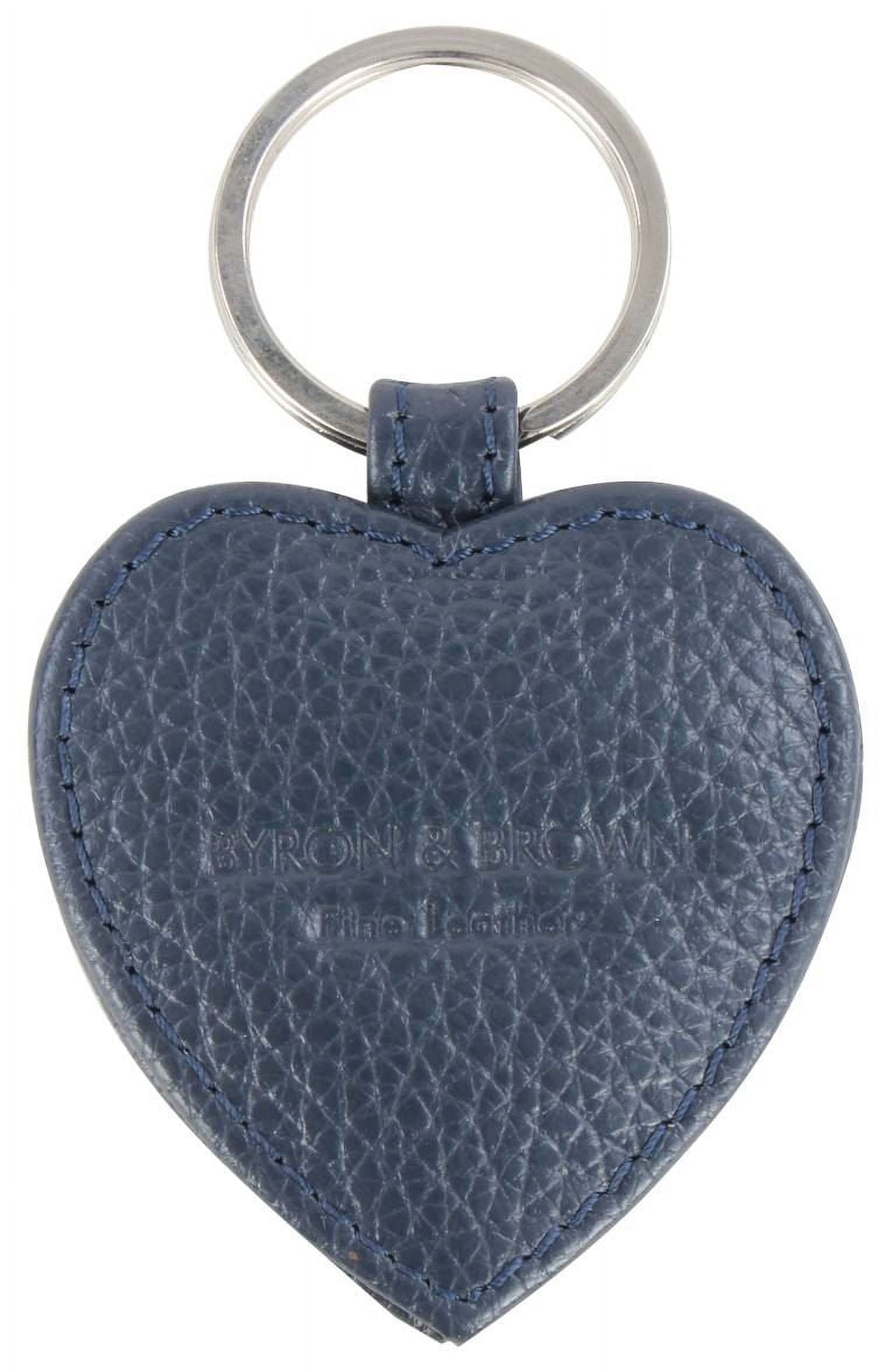 Byron and Brown Roma Leather Small Heart Key Ring - Navy