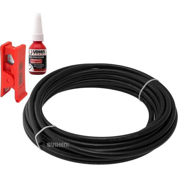 Vixen Air 3/8" OD Heavy Duty Nylon Hose 25FT with Thread Sealant and Hose Cutter for Suspension/Air Ride/Train Air Horn VXA38025K