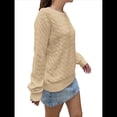 thumbnail image 2 of Suéteres de Cuello Redondo para Mujer, de Punto , Suaves, Informales, Modernos, Clásicos, de Larga, para Otoño. Caqui XL, 2 of 8