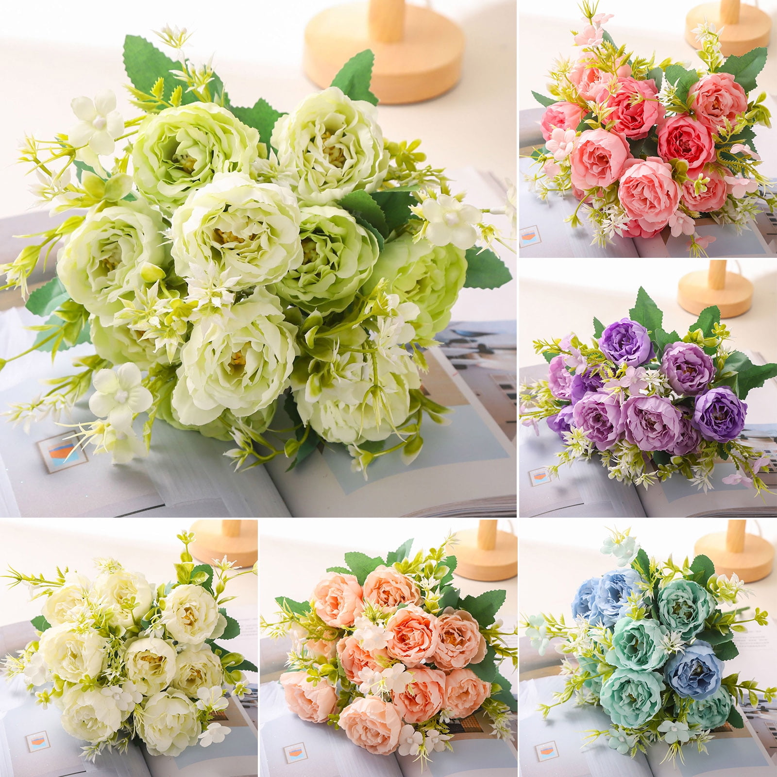 Artificial Flowers, Artificial Fake Peony Flower Silk Peonies Flowers for Wedding Office Party