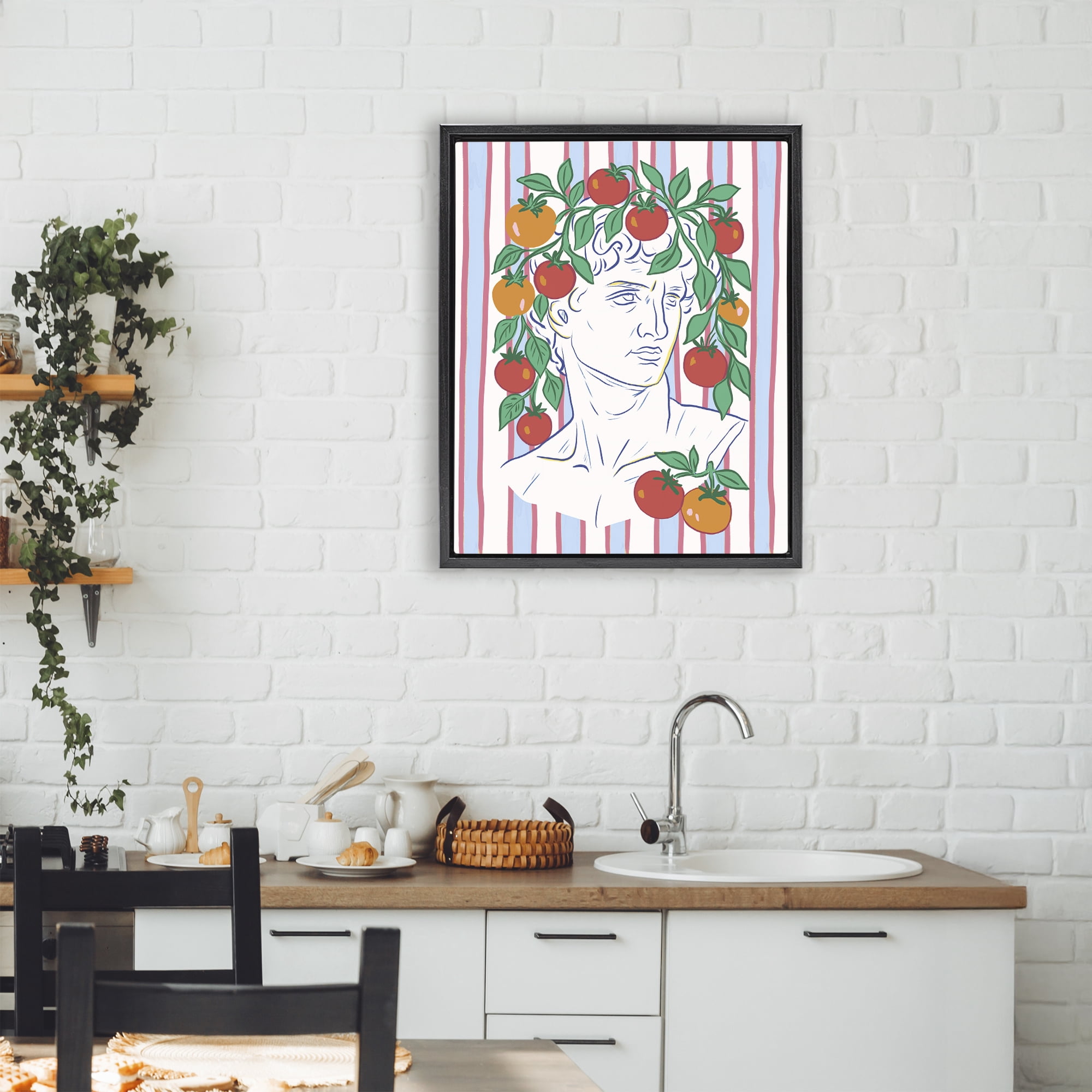 Stupell Industries La Rossa Sculpture Face Black Framed Floater Canvas Wall Art, design by Radhika Modi