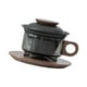 thumbnail image 5 of Tazas de con té de té de vidrio de vidrio de vidrio separación de agua de té taza de café juego para el regalo de inauguración de la casa de negro y nogal, 5 of 8
