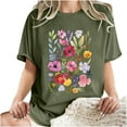 thumbnail image 7 of Sakmal Crew Neck Summer Tops for Women 2024 Short Sleeve Green Loose Fit Graphic Tunic Womens Blouses, 7 of 7