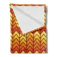 thumbnail image 2 of Chevron Soft Flannel Fleece Blanket, Abstract Chevron Pattern in Vintage Funky Colors Old-Fashioned V-Stripes Print, Cozy Plush for Indoor and Outdoor Use, 50" x 60", Orange Yellow, by Ambesonne, 2 of 5