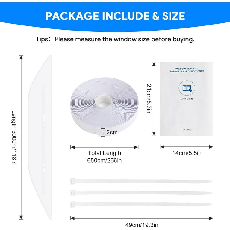 Portable AC Window Seal Kit - 400cm Thermal Insulation Cloth With Zipper For Sliding Windows, Energy Saving